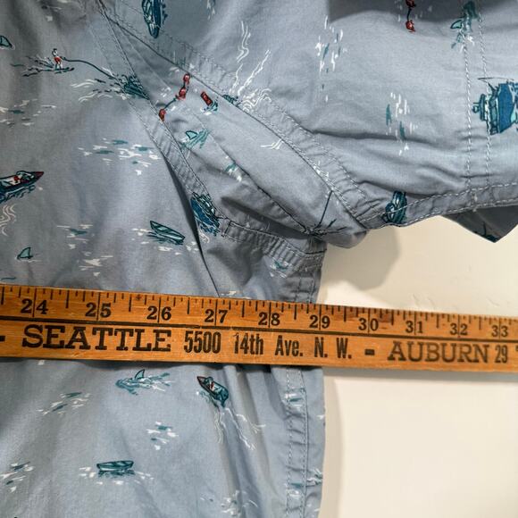 Duluth Trading Co Men's BBQ Relaxed Fit Short Sleeve Shirt Button Down Blue 3XL - Picture 9 of 9